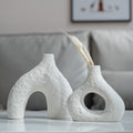 Minimalist Ceramic Vase Set (2-Piece): Modern Home Decor for Flower Arrangements (White) | Black Version Available In-Store