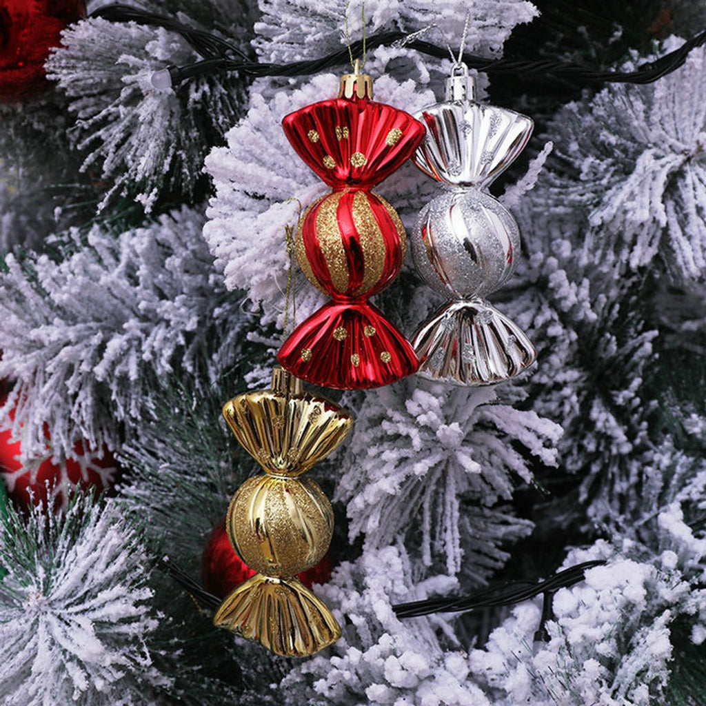 Christmas Decorations - Christmas Decorations - Painted Candy Christmas Tree Decorations - Gold (5 per box)