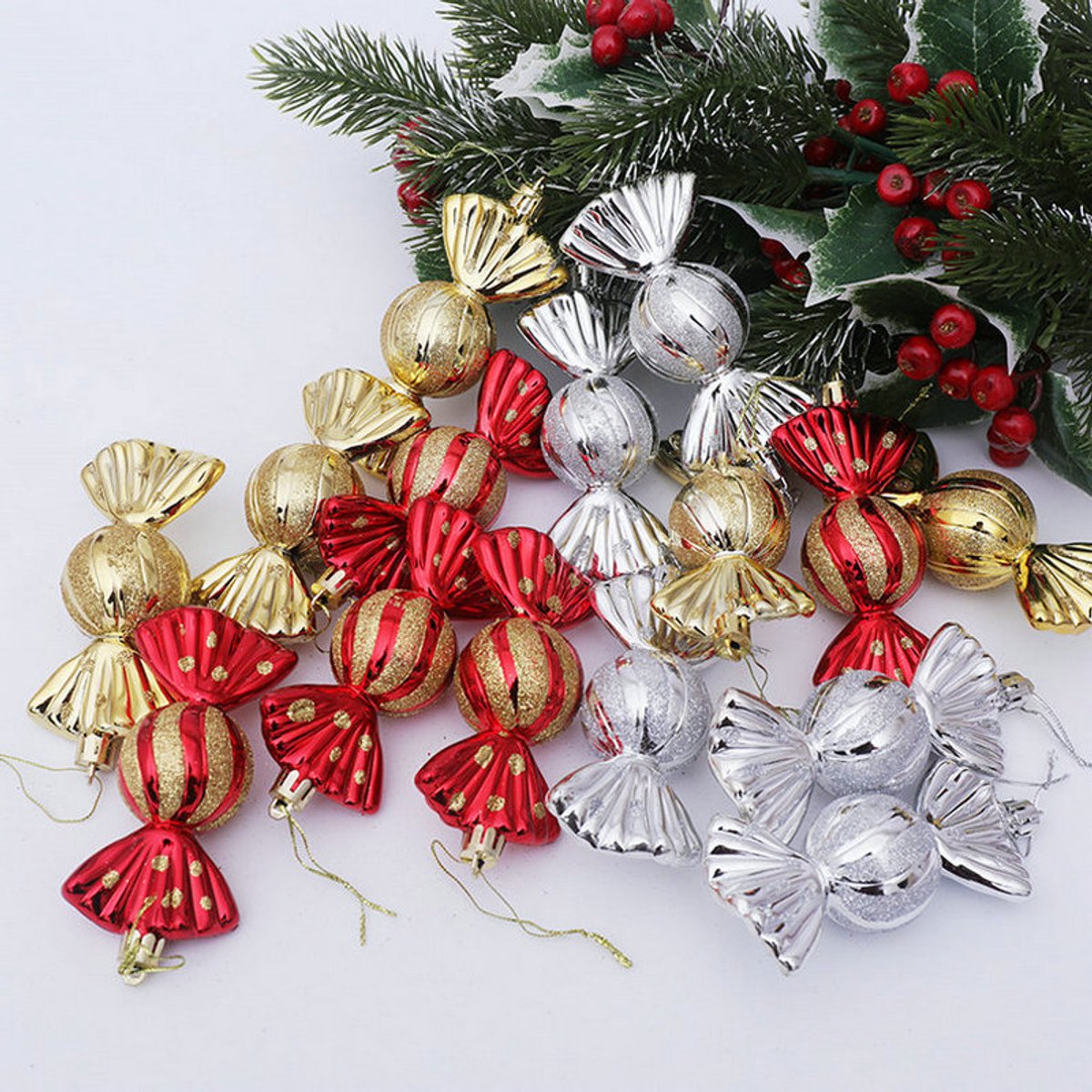 Christmas Decorations - Christmas Decorations - Painted Candy Tree Decorations - Rose Gold (5 per box)