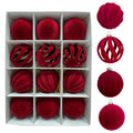 Christmas Ball Set - Velvet Christmas Balls - Unbreakable Christmas Decorations - Velvet Pendants - Christmas Tree Decorations - Luxury Christmas Decorations - Christmas Tree Pendants - Plastic Balls - Atmospheric Decoration - Christmas Ornaments - Dark R