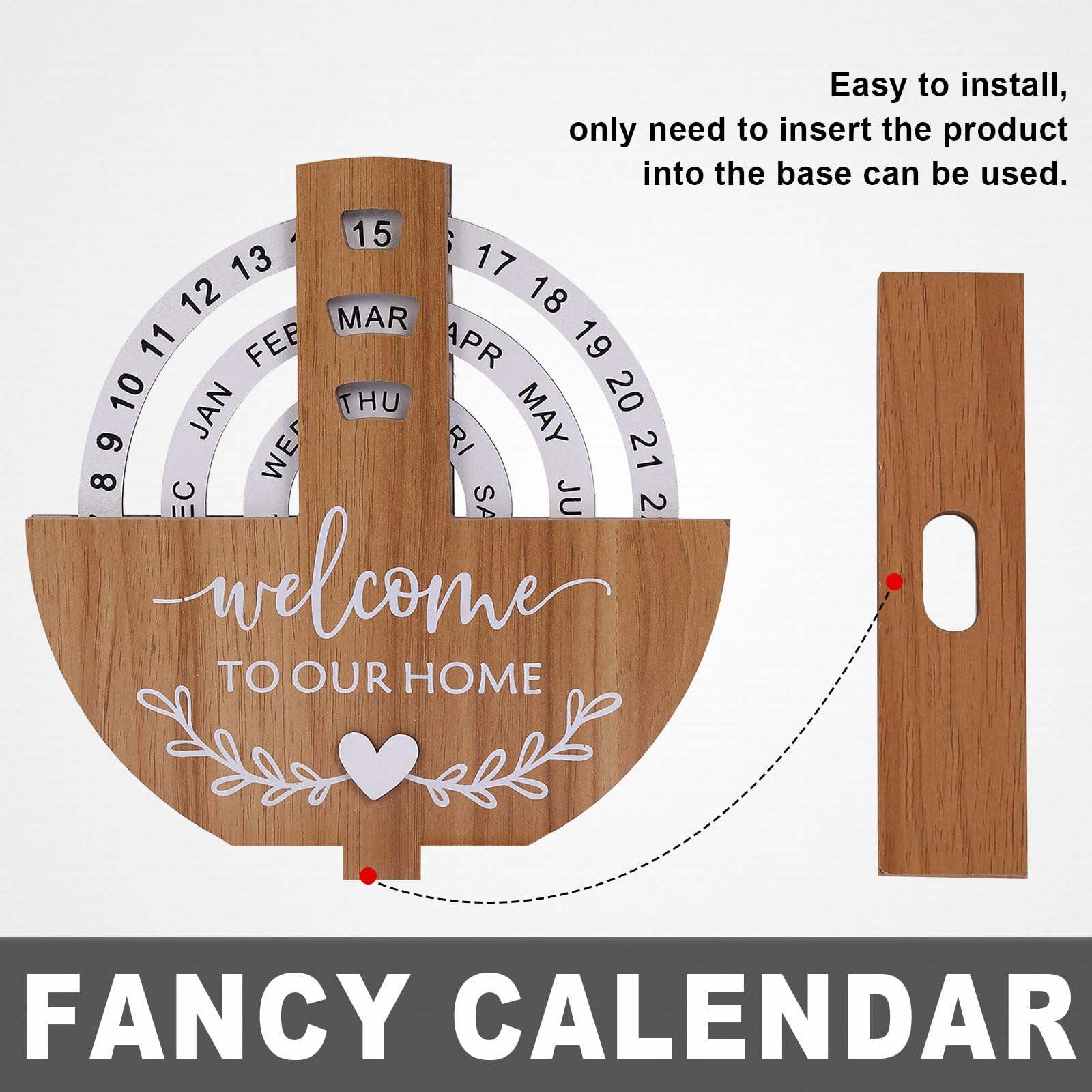 Wooden Calendar - Perpetual Calendar - Home Decor - Desk Accessories - Housewarming Gift - Table Calendar - Hallway Decoration - Vintage Wood - Country Style - Welcome Sign - Date Indicator - New Home Gift - Home Accessories - 1 Piece