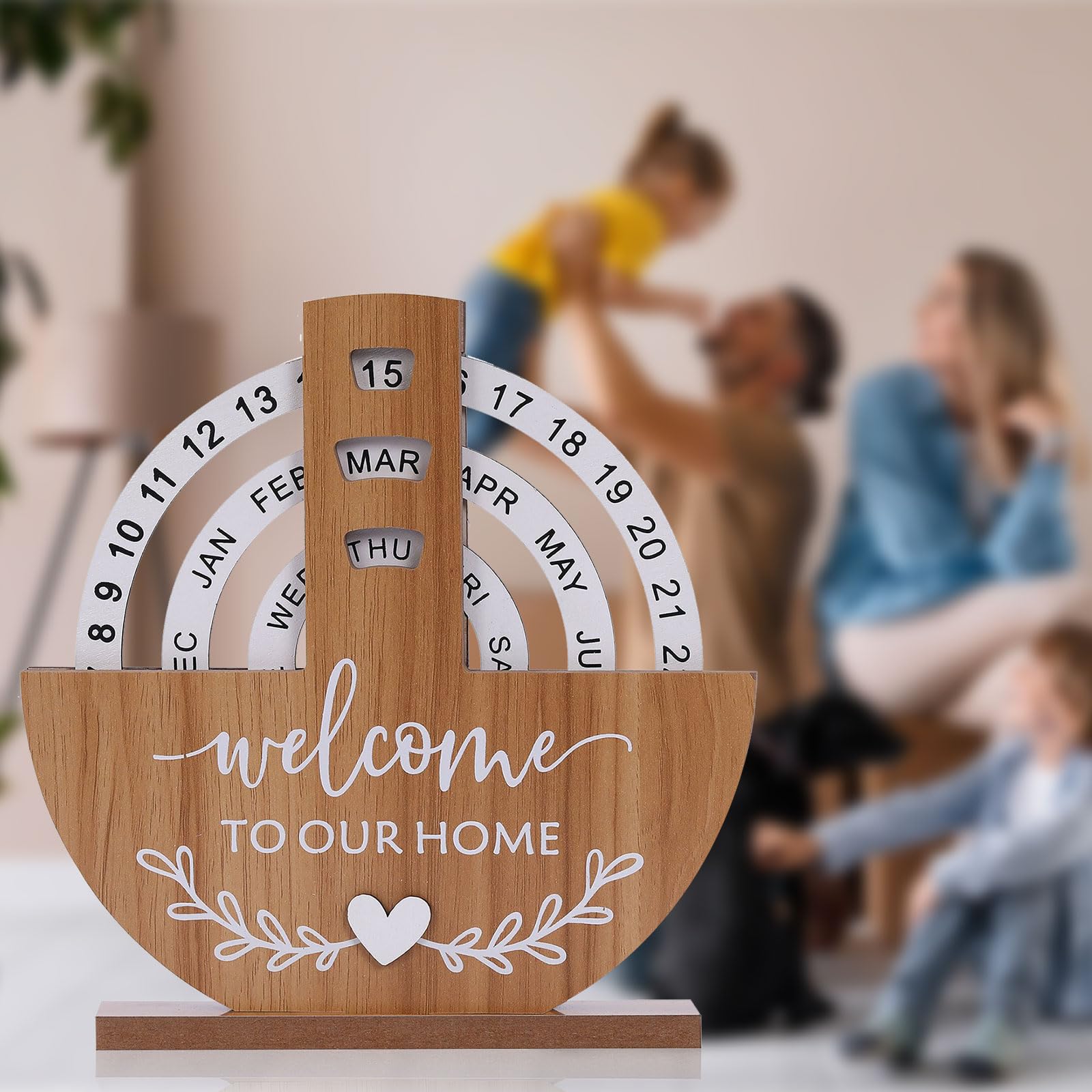 Wooden Calendar - Perpetual Calendar - Home Decor - Desk Accessories - Housewarming Gift - Table Calendar - Hallway Decoration - Vintage Wood - Country Style - Welcome Sign - Date Indicator - New Home Gift - Home Accessories - 1 Piece