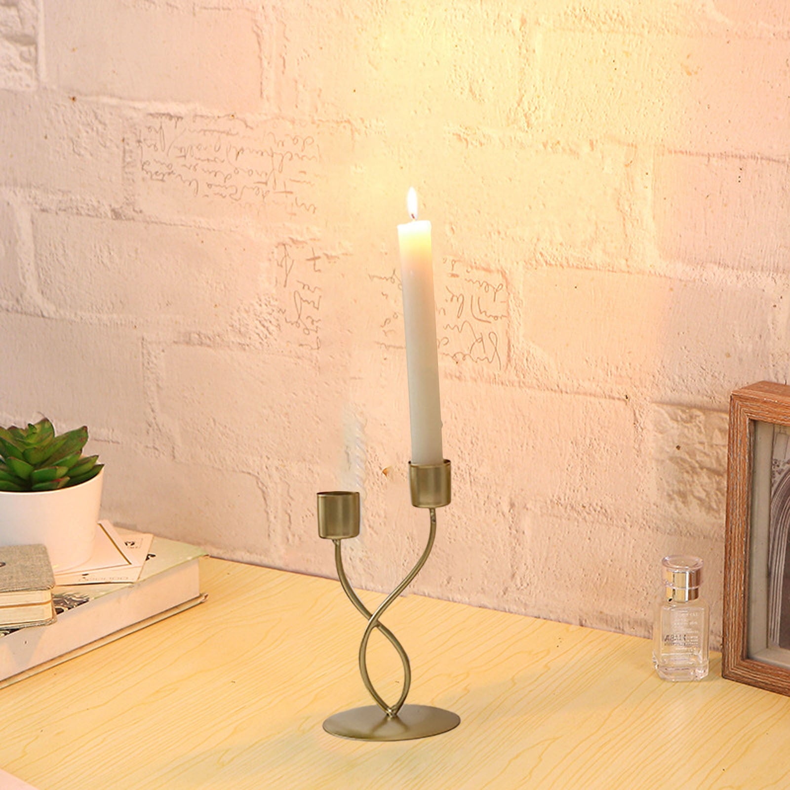 Darzheoy Iron Candlestick Vintage Metal Holder Decorative Taper Stand Sconce Home Desktop Table Decoration Wedding Craft Supplies Gold