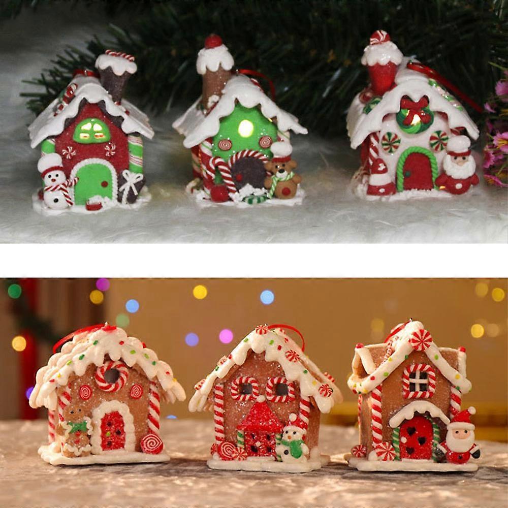 Christmas scene village houses LED lighting of Christmas buildings Christmas glowing small house