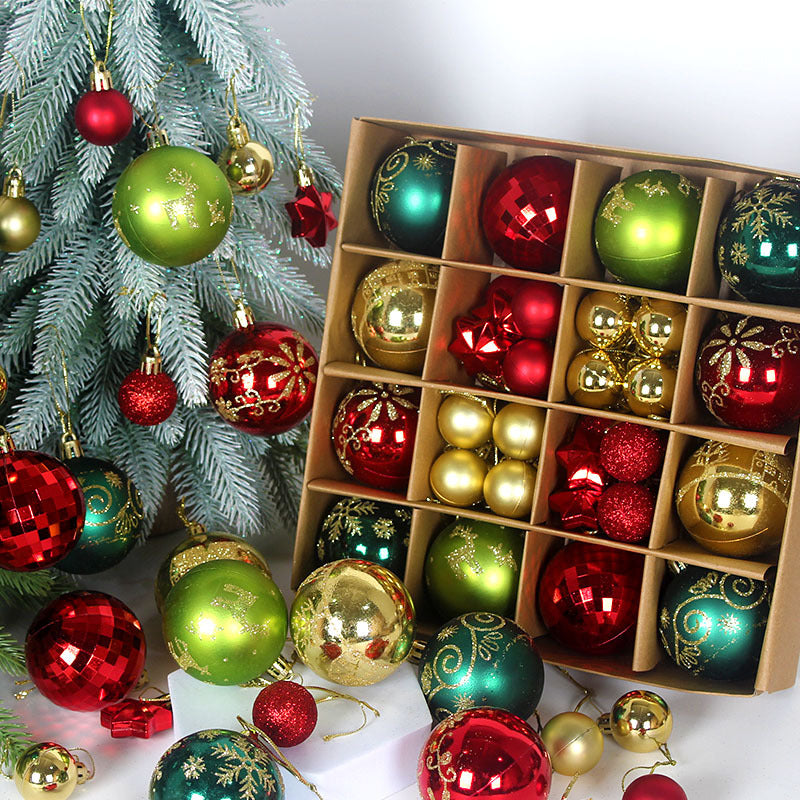 Navy blue and white 44-Piece Assorted Christmas Baubles Set with Elegant Designs in Wooden Gift Box - 3-6cm Decorative Ornaments for Tree, Home & Holiday Display